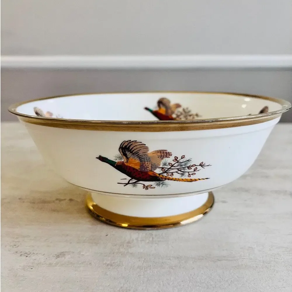 Sheriden Pheasant Bone China Footed Serving Bowl Staffordshire England 10